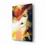 Feuriges Orange Abstraktes Gesicht Glasbild - 72x46 cm
