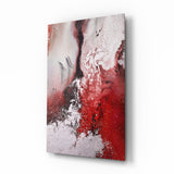 Red White Marble Blend Glass Wall Art - 72x46 cm