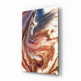 Purple Copper And Blue Swirl Marble Glass Wall Art - 72x46 cm