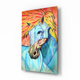 Cheval Cubiste Vibrant tableau en verre - 72x46cm