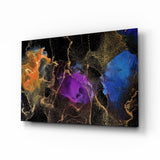 Marmo Inchiostro Ambra e Viola quadro in vetro - 72x46 cm