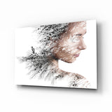 Soft Neutral Windswept Branches Portrait Glass Wall Art - 72x46 cm