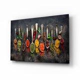 Silver Spoons Row Of Colorful Spices Glass Wall Art - 72x46 cm