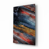 Fiery Mineral Streak Marble Glass Wall Art - 72x46 cm