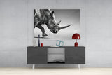 Black Rhino Glass Wall Art.