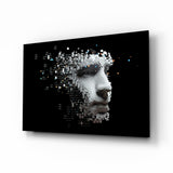 Pixelig Zerfallendes Gesichtsprofil Glasbild - 72x46 cm