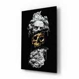 Marmorbüste mit Goldenem Schädel Glasbild - 72x46 cm