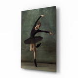 Ballerine en Tutu Noir Arabesque tableau en verre - 72x46cm