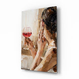 Tableau en verre Vin et femmes - 72x46 cm
