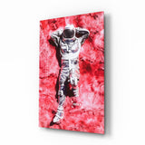 Astronaut und Weltraumgras Glasbild - 72x46 cm