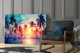 Sunset and Palms Glass Art.