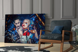 Harley Quinn and the Joker Glass Art.