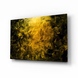 Nuage de Fumée Tourbillonnante Jaune Doré tableau en verre - 72x46 cm