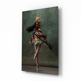Spinning Floral Dress Ballerina Glass Wall Art - 72x46 cm