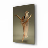 Bailarina Velo Beige Arqueado cuadro de cristal - 72x46 cm