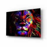 Leuchtendes Neon Pop-Art Löwe Glasbild - 72x46 cm