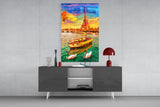 Eiffel and Boat Glass Wall Art.