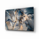 Marineblauer Marmor mit Goldadern Glasbild - 72x46 cm