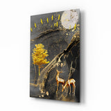 Goldener Baum und Gazellen – Glasbild - 72x46 cm