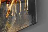 Golden Tree and Gazelles Glass Wall Art.
