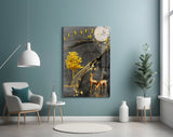 Golden Tree and Gazelles Glass Wall Art.