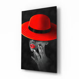 Cappello scarlatto – quadro su vetro - 72x46 cm