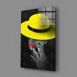 Yellow Hat Glass Wall Art.