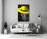 Yellow Hat Glass Wall Art.