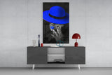 Blue Hat Glass Wall Art.