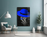 Blue Hat Glass Wall Art.
