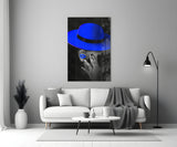 Blue Hat Glass Wall Art.