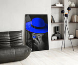 Blue Hat Glass Wall Art.