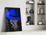 Blue Hat Glass Wall Art.