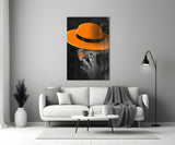 Orange Hat Glass Wall Art.
