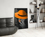 Orange Hat Glass Wall Art.