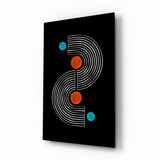 Schwarzer Mid-Century S-Bogen mit Orangenen Punkten Glasbild - 72x46 cm