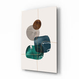 Gestapelte Marineblaue Petrolfarbene Tintenkleckse Glasbild - 72x46 cm
