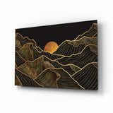 Luna y montañas – cuadro de cristal - 72x46 cm