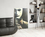 Mask the Sadness Glass Wall Art.