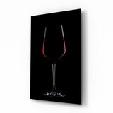Verre de Vin Rouge à Moitié Plein sur Noir tableau en verre - 72x46 cm