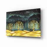 Quadro in vetro Foresta dorata - 72x46 cm