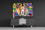 Lion in Colors Glass Wall Art.