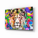 Tableau en verre Lion en couleurs - 72x46 cm