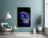Sugar Skull Glass Wall Art.