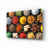Griglia di ciotole con spezie arcobaleno quadro in vetro - 72x46 cm