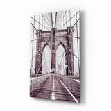 Purple Bridge Walkway View Glass Wall Art - 72x46 cm