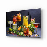 Citrus And Herb Bar Spread Cocktails Glass Wall Art - 72x46 cm