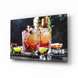 Cranberry Lime Rosemary Cocktails Glass Wall Art - 72x46 cm