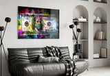100 Dollars Glass Wall Art.