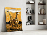 Giraffes Glass Wall Art.